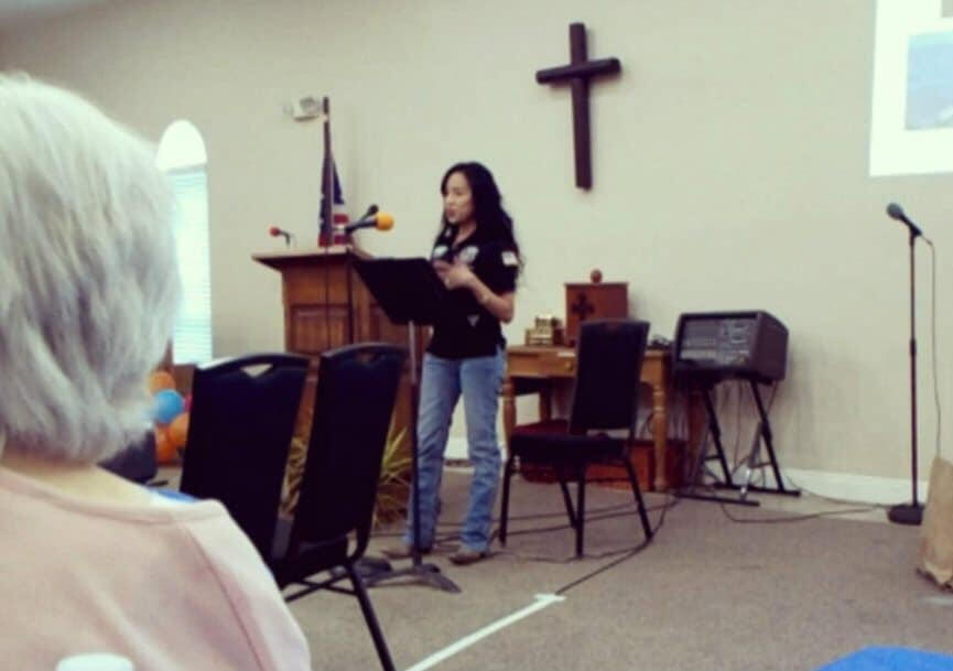 Nicky Dare speaking at local church on how to stay prepared for earthquake and active shooter scenarios